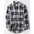 American Eagle Outfitters Tops | American Eagle Boyfriend Fit Flannel Plaid Shirt | Color: Blue/Gray | Size: S
