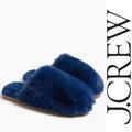 J. Crew Shoes | J. Crew | "Antique Navy Blue" Fuzzy Scuff Slippers | Size 9 | Color: Blue | Size: 9