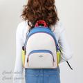 Coach Bags | Nwt Coach Cj597 Medium Court Backpack Colorblock In Pebble Leather Chalk Multi | Color: White/Yellow | Size: Os