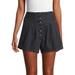 Free People Shorts | Free People Womens Shorts Black Paris Pleated Denim Shorts Waist Size 25 New | Color: Black | Size: 25