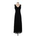 Ann Taylor Cocktail Dress - Formal V-Neck Sleeveless: Black Print Dresses - Women's Size 4