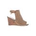 Lucky Brand Wedges: Tan Solid Shoes - Women's Size 8 - Peep Toe