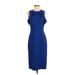 Ivanka Trump Cocktail Dress - Midi Crew Neck Sleeveless: Blue Solid Dresses - Women's Size 4