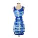 Bebe Casual Dress - Bodycon Scoop Neck Sleeveless: Blue Print Dresses - Women's Size Small