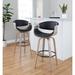 Wade Logan Gracen Swivel Bar & Counter Stool Wood/Upholstered/Leather in Black | Bar Stool (29" Seat Height) | Wayfair