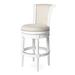 Maven Lane Pullman Counter Stool w/ Fabric Upholstery Wood/Leather in White/Black/Brown | 45 H x 20.3 W x 24 D in | Wayfair ML107109-FBS-AW