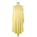 Reborn J Casual Dress - A-Line High Neck Long sleeves: Yellow Solid Dresses - Women's Size Small