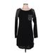 She + Sky Casual Dress - Mini Scoop Neck Long sleeves: Black Print Dresses - Women's Size Medium