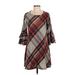 R&K Casual Dress: Burgundy Plaid Dresses - Women's Size 4