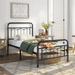 Dravin Metal Bed Frame w/ Vintage Headboard & Footboard, Farmhouse Metal Platform Bed in Black Laurel Foundry Modern Farmhouse® | Wayfair