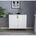 Red Barrel Studio® Marcas Accent Wood Storage Cabinet Sideboard Wood/Metal in White | 33.4 H x 31.7 W x 14.9 D in | Wayfair