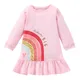 Little maven-Robe rose à manches longues pour petite fille tenue élégante en coton imprimée