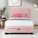 Ebern Designs Catherline Twin Storage Standard Bed Wood & Upholstered/ in Pink | 40.5 H x 44.5 W x 80.5 D in | Wayfair