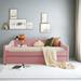 Ivy Bronx Karsha Teddy Fleece Full Size Upholstered Daybed w/ Light & Trundle Upholstered in Pink | 38.5 H x 58.9 W x 79.5 D in | Wayfair