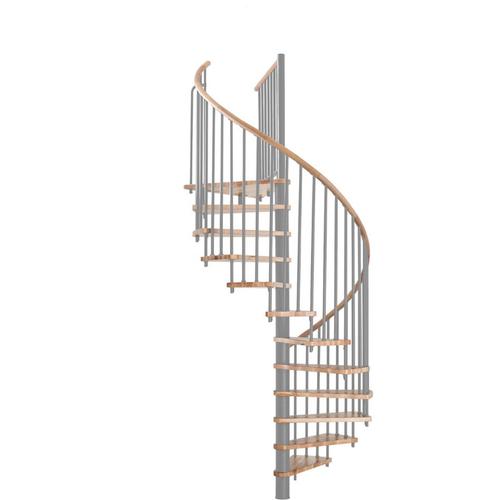 Minka Spindeltreppe SPIRAL WOOD grau Wendeltreppe Holztreppe, 120 cm, Weiß