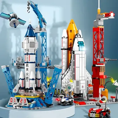 Moc Aviation Space port Modell Space Shuttle Raketenstart zentrum Bausteine Raumschiff Kinder Ziegel kreative Spielzeuge Image