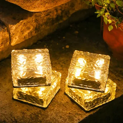 4 stücke Solar Led Ice Cube Ziegel Lichter Im Freien Wasserdichte Ice Cube Nacht Leuchtet Treppen