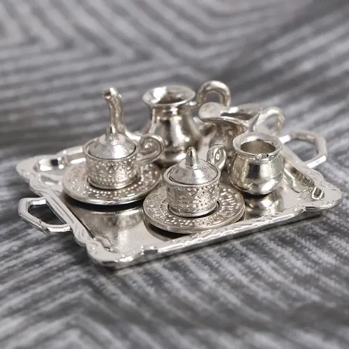 Puppenhaus Miniatur Spielzeug Silber Metall dekoration Vase Topf Zubehör dekorative Puppenhaus