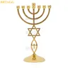 BRTAGG Menora mit Davidstern jüdischer Kerzenständer 7 Äste Höhe 21 cm gold