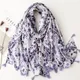 Spanien Luxusmarke lila Zweig Blumen Quaste Viskose Schal Schal Bandanas Frauen Foulard Pashmina