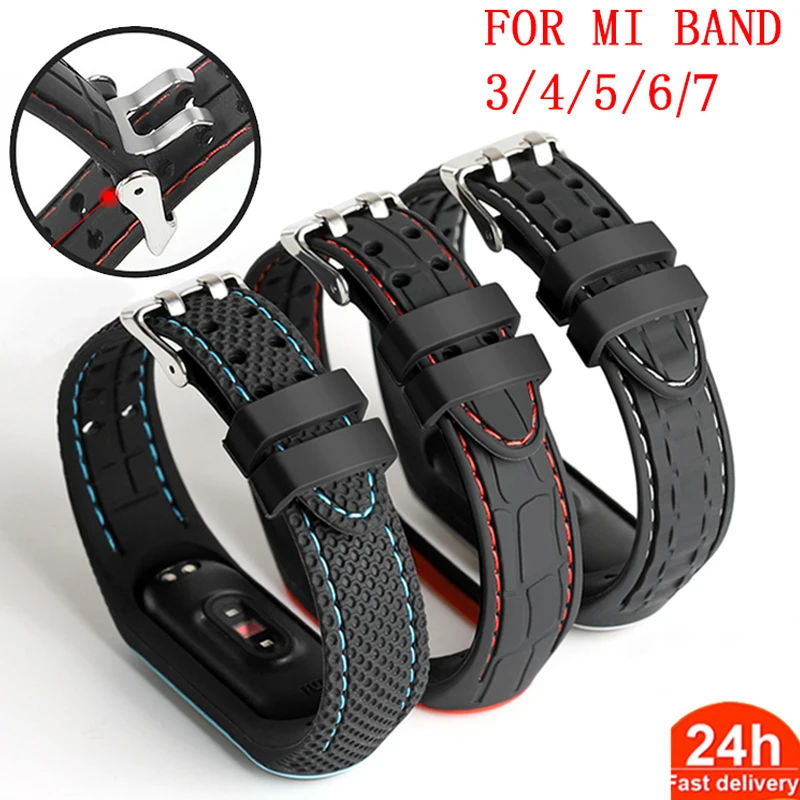 Armband für Mi Band 7 6 Strap Sport Gürtel Silikon Armband Ersatz Smartwatch Armband für Xiaomi Mi Band 3 4 5 6 Strap Image