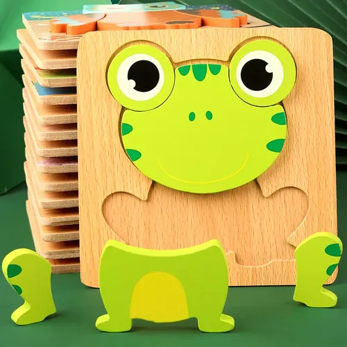 Hochwertige 3d Holz puzzle Baby Cartoon Tier Verkehr Puzzle frühes Lernen Erkenntnis spiel Puzzle