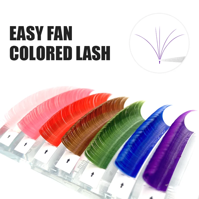 Natuhana easy fan farbige Wimpern Auto Fan schnell fächern gefälschte Wimpern pbt Nerz Regenbogen falsche Wimpern verlängerung für Make-up Image