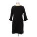 Ann Taylor Casual Dress - Sheath Crew Neck 3/4 sleeves: Black Print Dresses - Women's Size 12 Petite