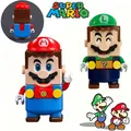 Super Mario Bros Bausteine Anime Luigi Action figur Kinder Ziegel montiert Spielzeug Puppe Modell