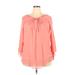 NY Collection Long Sleeve Blouse: Pink Tops - Women's Size 1X
