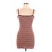 Topshop Casual Dress - Bodycon Square Sleeveless: Red Stripes Dresses - Women's Size 6