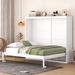 Wooden Space-Saving Murphy Bed Wood Foldable Bed Wall Bed, Queen, White