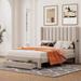 Velvet Upholstered Bed Frame Platform Bed with Headboard & Drawer