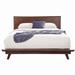 California King Platform Bed with Angled Legs and Grain Details, Dark Brown