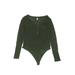 BP. Bodysuit: Green Solid Tops - Women's Size X-Large