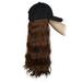 Hat Wig Long Water Wave Baseball Cap with Hair Hat with Hair Wig Hat Synthetic Hat Wig Adjustable Hat Wig Light Brown Wig Hat Long Wig Party Daily USEï¼ˆLight Brownï¼‰