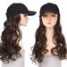 Hat Wig Long Water Wave Baseball Cap with Hair Hat with Hair Wig Hat Synthetic Hat Wig Adjustable Hat Wig Dark Brown Wig Hat Long Wig Party Daily USEï¼ˆDark Brownï¼‰