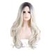 SUCS Human Hair Wigs For Women Black Color Natural Lace Hair Gradient White Wig Big Wave Ladies Fashion Wig Headdress Style