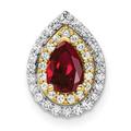 14K Two-Tone Lab Grown Diamond Created Ruby Pendant