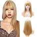 ã€–SUCSã€—Fashion Blonde Long Straight Wig Synthetic Fringe Long Wigs 25 inches