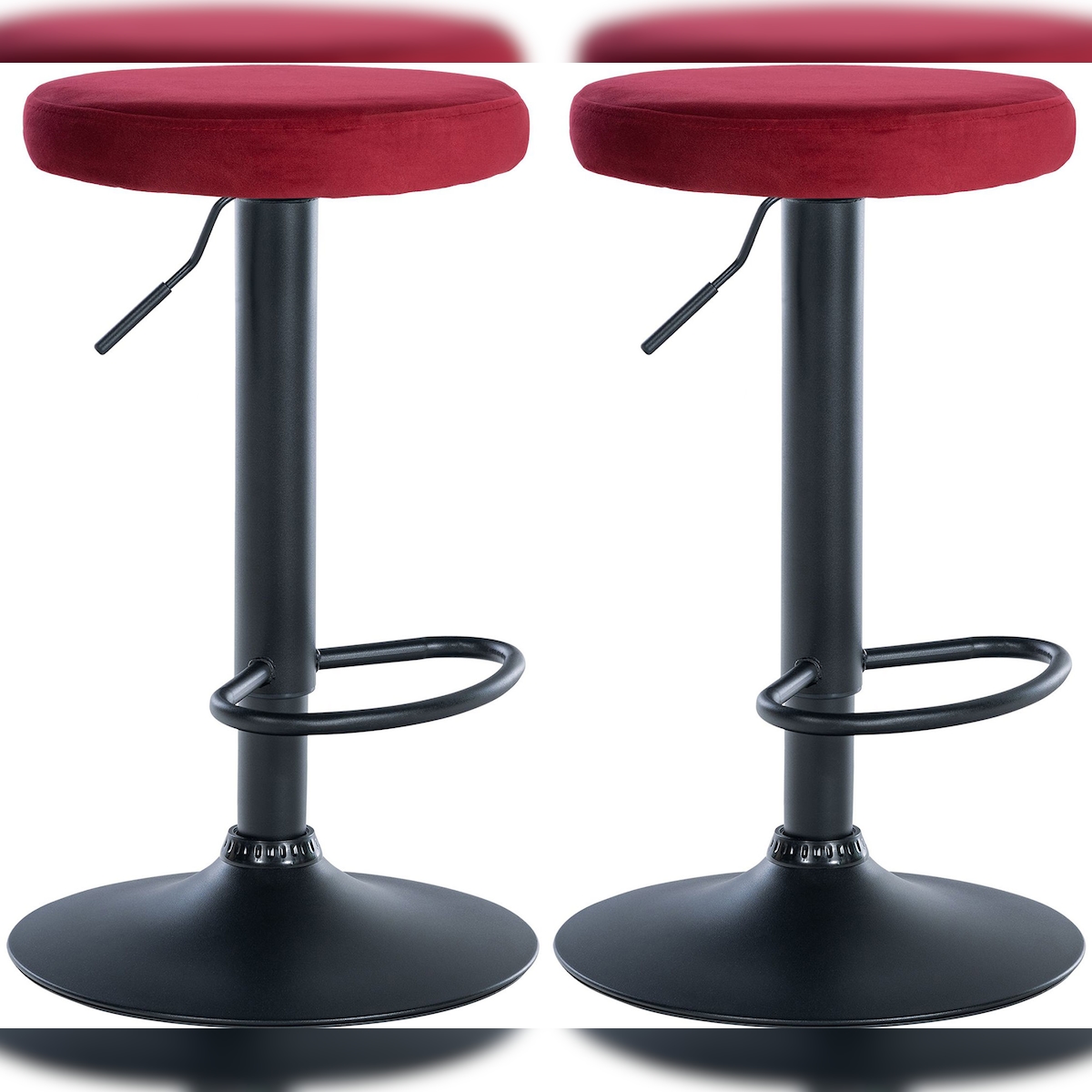 CLP 2er Set Barhocker Ponte Samt rot/Metall matt schwarz Image