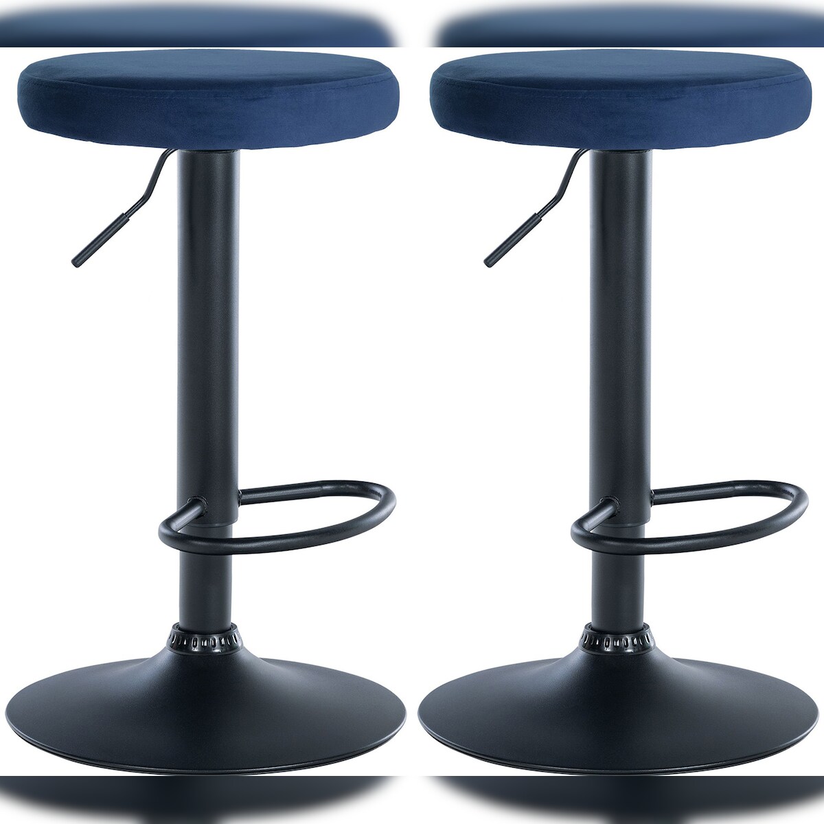 CLP 2er Set Barhocker Ponte Samt blau/Metall matt schwarz Image