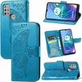 Wallet Case for Motorola Moto G10/MOTO G30 3D Butterfly Embossing Slim Flip PU Leather Phone Case Magnetic Closure Credit Card Slots Holder Cover for Motorola Moto G30/MOTO G10 HZD Blue