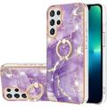 Marble Pattern Case for Samsung Galaxy S23 Ultra (Not N23) with Ring Holder Kickstand Ultra Slim PC Material Shockproof Phone Case Cover for Samsung Galaxy S23 Ultra DLS Golden Purple