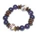 Purple Mind,'Agate and Recycled Glass Beaded Stretch Bracelet in Purple'