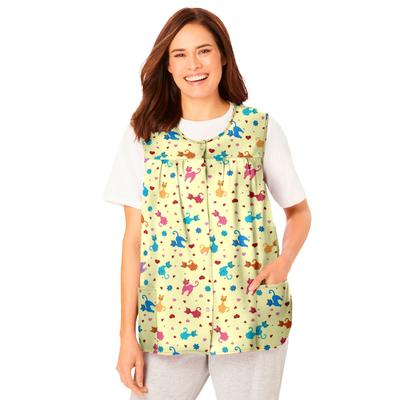 Plus Size Women's Snap-Front Apron by Only Necessities in Yellow Cats (Size 14/16)