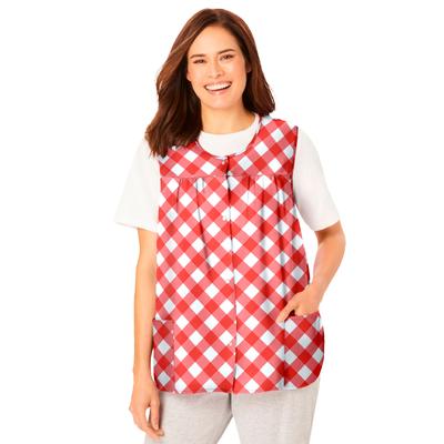 Plus Size Women's Snap-Front Apron by Only Necessities in Sweet Coral Gingham (Size 14/16)