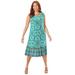 Plus Size Women's Fun & Flouncy Shift Dress by Catherines in Clover Green Scroll (Size 3X)