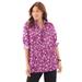 Plus Size Women's Breezeway Half-Zip Tunic by Catherines in Berry Pink Paisley Floral (Size 0X)