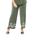 Plus Size Women's AnyWear Embroidered Ankle Pant by Catherines in Olive Green (Size 3X)